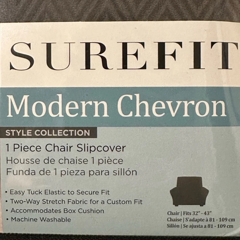 Surefit Modern Chevron 1 Piece Gray Chair Slipcover~NEW!
